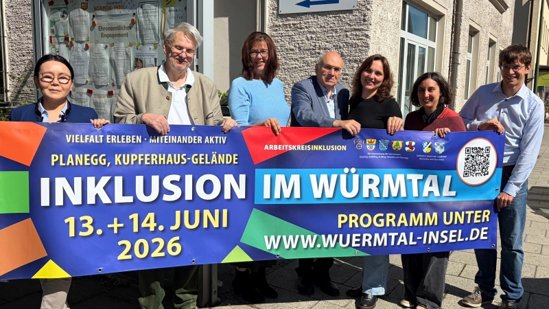 Freuen sich auf die Inklusions-Veranstaltung (v.l.): Ochmaa Göbel (Inklusionsbeauftragte Gräfelfing), Fritz Haugg (Referent für Menschen mit Behinderungen Planegg), Astrid Lohrer (Krailling), Günter Roll (Inklusionsbeauftragter Gräfelfing), Anna Tangerding (Sozialnetz Würmtal-Insel), Christine Schwarz (Gautinger Insel) sowie Felix Kempf (Bürgermeister Planegg). (Foto: Sozialnetz Würmtal-Insel)