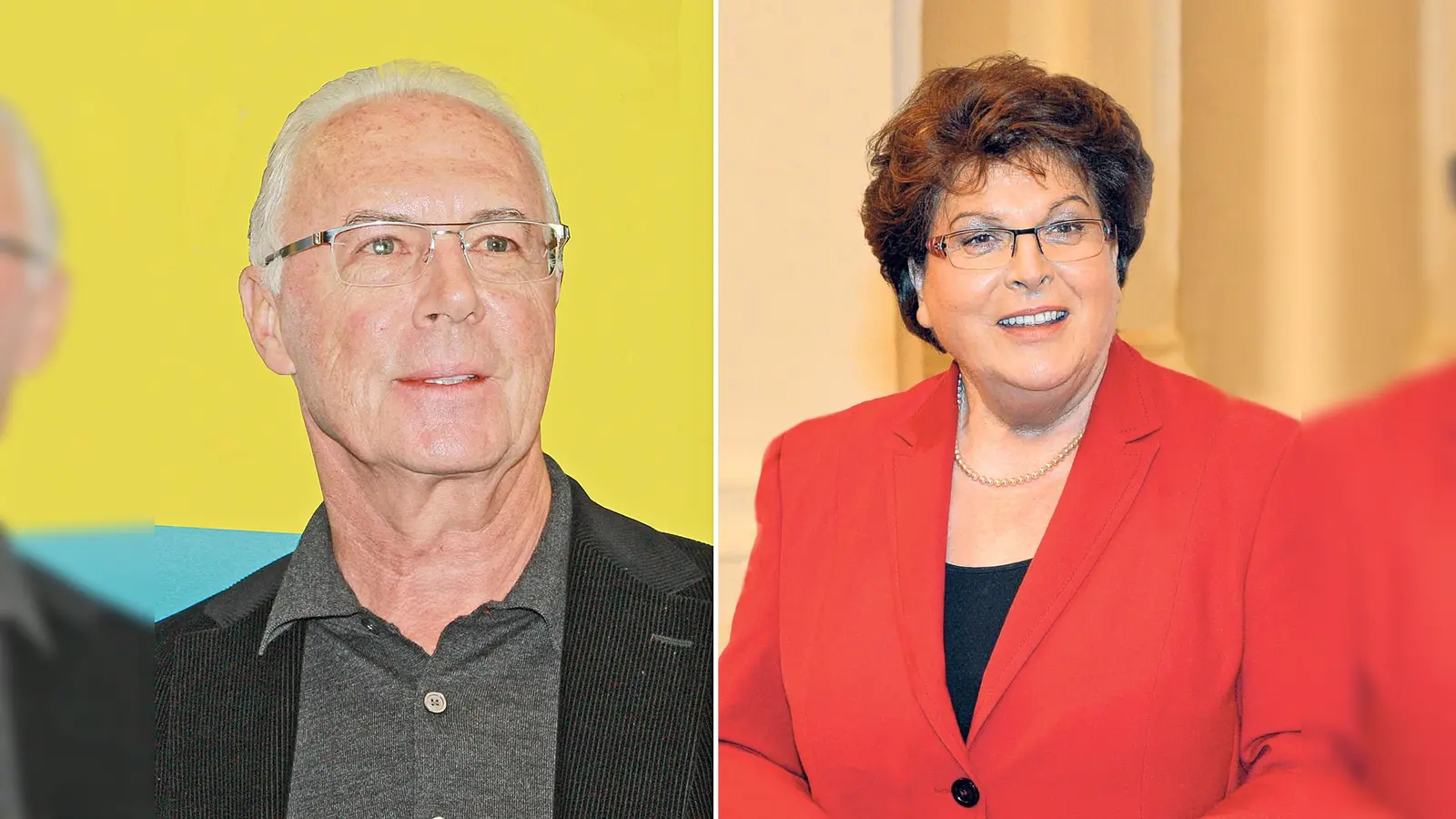 Vom Talent aus Giesing zum weltbekannten Fußballkaiser brachte es Franz Beckenbauer – hier auf einem Bild von 2013.<br>Barbara Stamm war nicht nur jahrzehntelang politisch aktiv, sondern engagierte sich auch stets für die Schwachen der Gesellschaft.  (Fotos: l.: job; r.: © Bayerischer Landtag, Rolf Pross)