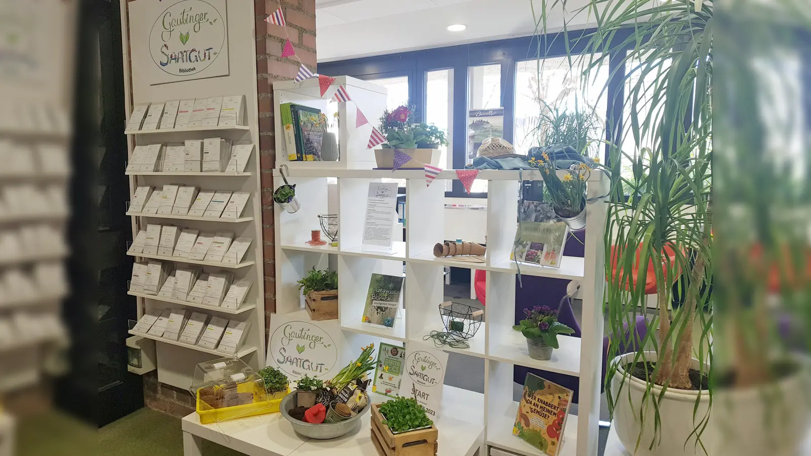 So sah das gefüllte Saatgut-Regal im Frühjahr aus. (Foto: Gemeinde Gauting)