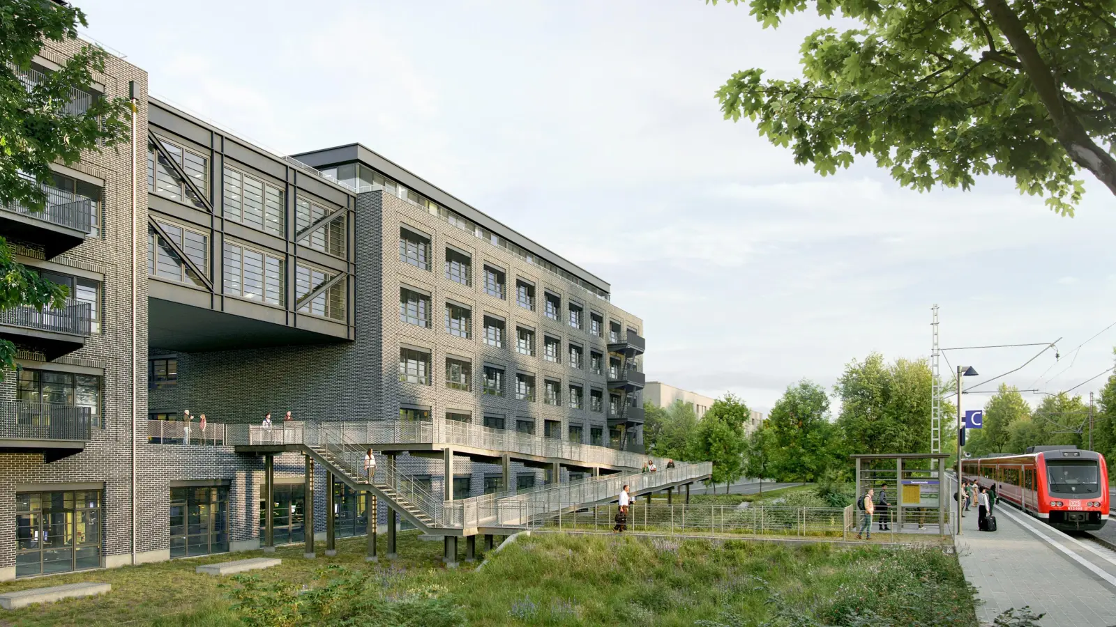 Im November soll die SOHO-Verbindungsbrücke am S-Bahnhof fertig sein. (Foto: OSA Ochs Schmidhuber Architekten GmbH)