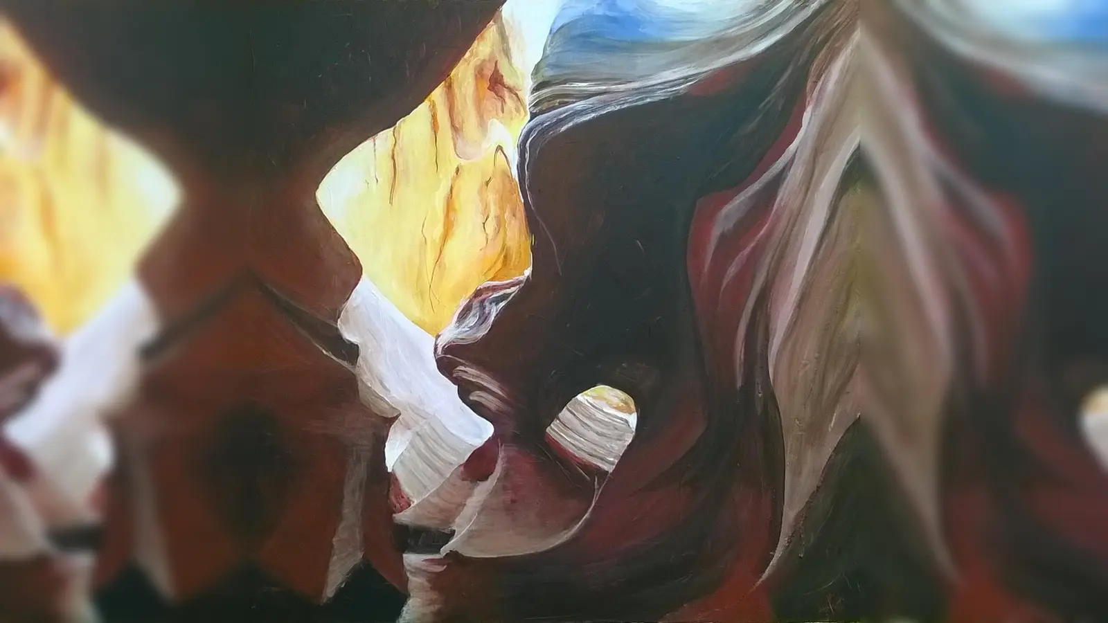 Der kleine Antelope Canyon mit seinem gigantischen Farben- und Formenspiel ist eine der fazinierendsten Naturattraktionen im Westen der USA. Else Lenz hat hier einen Eindruck in Acryl wiedergegeben.<br> (Bild: Else Lenz)