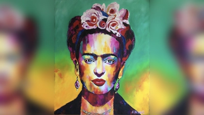 Von PopArt inspiriert: Frida Kahlo. Das Werk von Eva Kessler ist Teil der Ausstellung „Gesichter der Welt”. (Foto: Kessler)