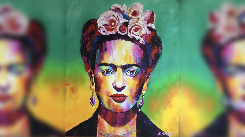 Von PopArt inspiriert: Frida Kahlo. Das Werk von Eva Kessler ist Teil der Ausstellung „Gesichter der Welt”. (Foto: Kessler)