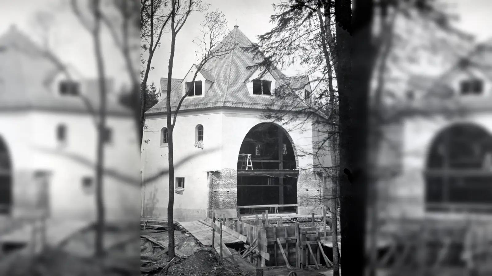 Die Waldkirche im Rohbau. (Foto: TUM Archiv)
