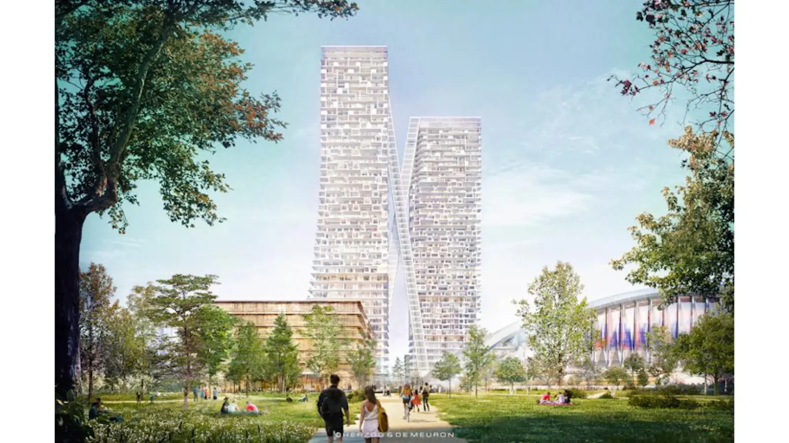 Die beiden Hochhäuser, die bei der Paketpost geplant werden: Die Laimer Bürgerversammlung will sie nicht, die Zufallsauswahl des Bürgergutachtens fand sie „wichtig”. (Foto: Herzog & de Meuron / LHM)